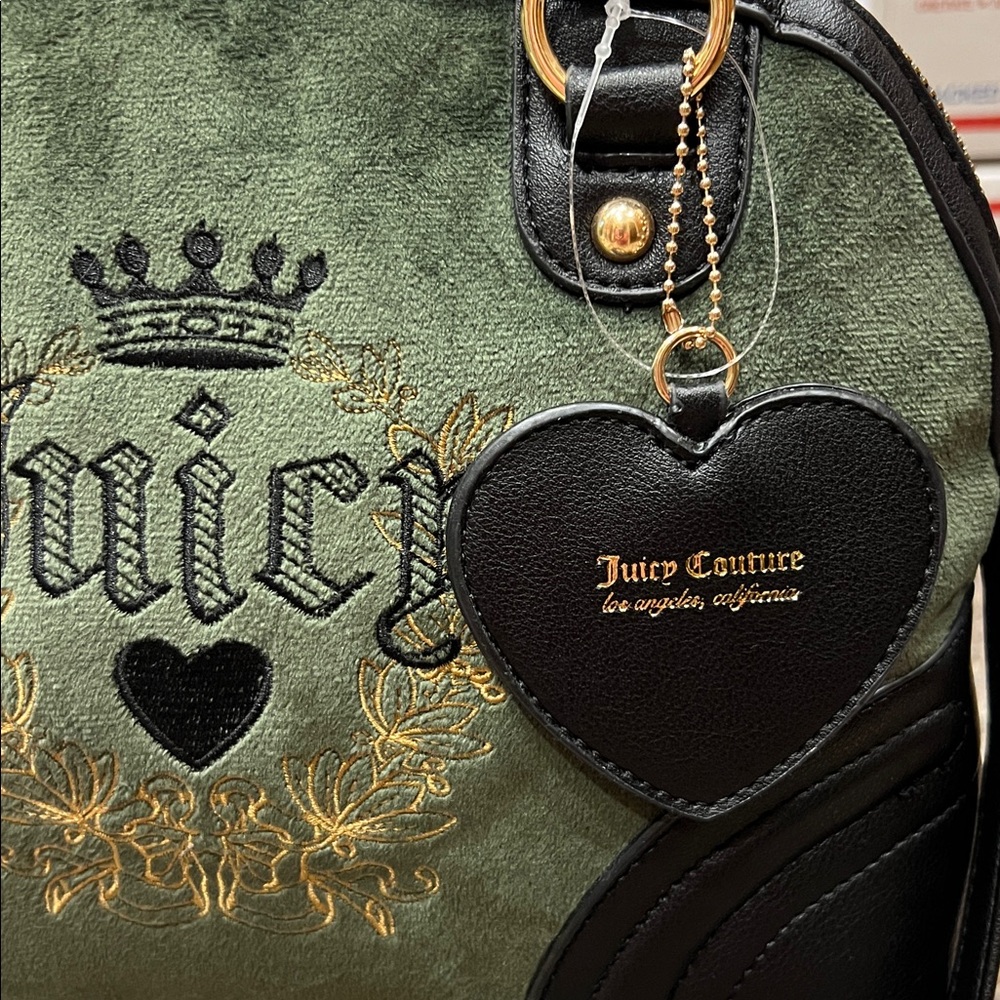 NWT Y2K Juicy Couture Heritage Dome Satchel Super Green/Black Cross Body - Picture 4 of 11